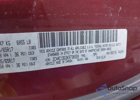 2019 Chrysler Pacifica Touring L из США, поврежденный, VIN 2C4RC1BG3KR730220